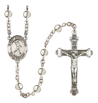 Silver Plated 6mm Saint Sebastian/Football Rosary