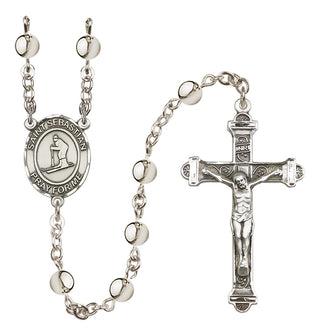 Silver-Plated 6mm Saint Sebastian/Skiing Rosary