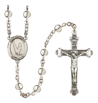Silver-Plated 6mm Saint Sebastian/Gymnastics Rosary