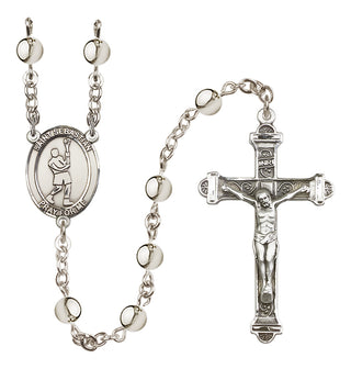 Silver Plated 6mm Saint Sebastian/Lacrosse Rosary