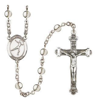 Silver Plated 6mm Saint Sebastian/Figure Skating Rosary
