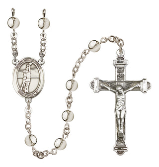 Silver Plated 6mm Saint Sebastian / Volleyball Rosary
