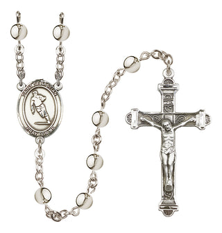 Silver-Plated 6mm Saint Sebastian / Rugby Rosary