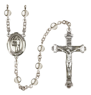 Silver Plated 6mm Saint Christopher/Archery Rosary