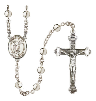 Silver-Plated 6mm Saint Stephanie  Engraved Catholic Rosaries