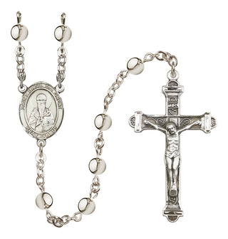 Silver-Plated 6mm Saint Basil the Great  Engraved Catholic Rosaries