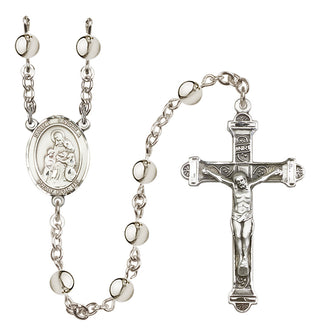 Silver-Plated 6mm Saint Angela Merici  Engraved Catholic Rosaries