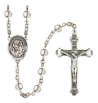 Silver Plated 6mm Virgen del Lourdes Rosary