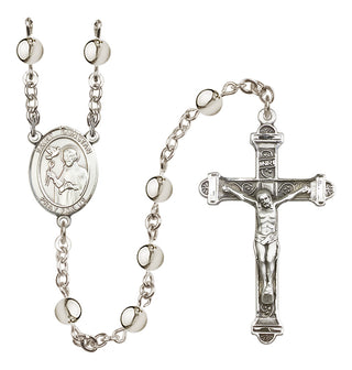 Silver-Plated 6mm Saint Dunstan  Engraved Catholic Rosaries