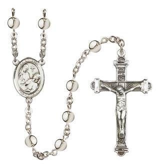 Silver-Plated 6mm Saint Fina  Engraved Catholic Rosaries