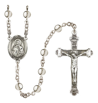 Silver-Plated 6mm Saint Marina  Engraved Catholic Rosaries
