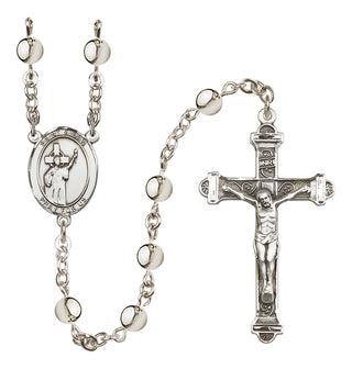 Silver-Plated 6mm Saint Aidan of Lindesfarne  Engraved Catholic Rosaries