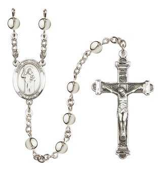 Silver-Plated 6mm Saint Columbkille  Engraved Catholic Rosaries