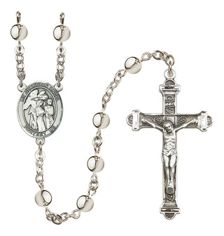 Silver-Plated 6mm Guardian Angel w/Children  Engraved Catholic Rosaries
