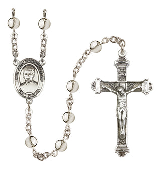 Silver-Plated 6mm Saint Jose Sanchez del Rio  Engraved Catholic Rosaries