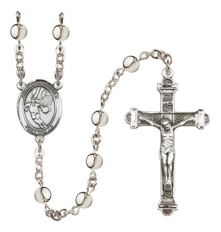 Silver-Plated 6mm Saint Christopher/Basketball Rosary