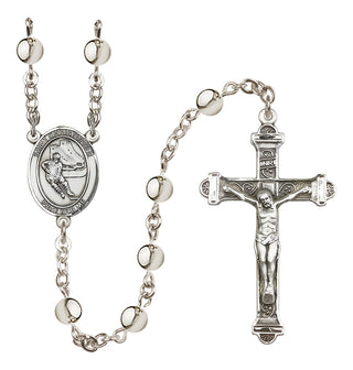 Silver Plated 6mm Saint Christopher/Hockey Rosary