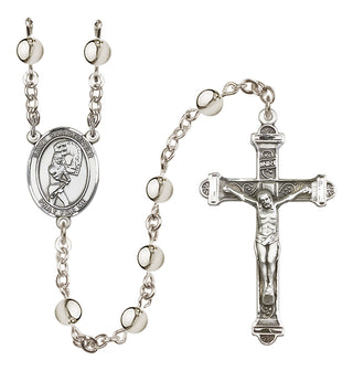 Silver-Plated 6mm Saint Christopher/Softball Rosary