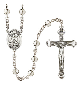 Silver Plated 6mm Saint Sebastian/Swimming Rosary
