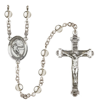 Silver Plated 6mm Guardian Angel/Hockey Rosary