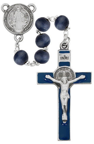 Blue Wood Saint Benedict Rosary