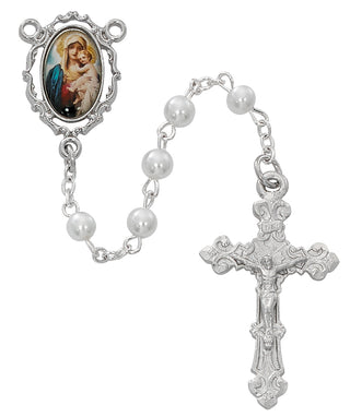 White Mother Child Decal Rosary