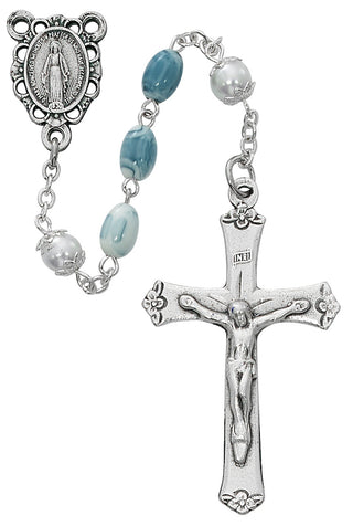 Blue Swirl Rosary, Boxed