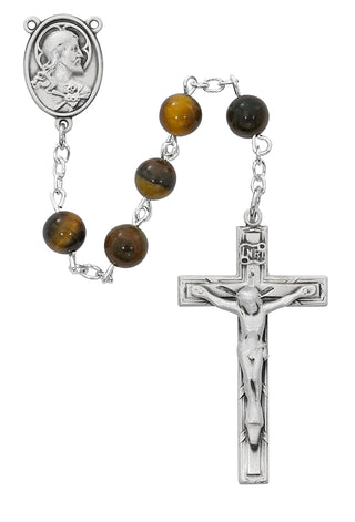 Tiger Eye With Sterling Silver Rosary