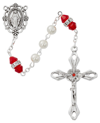 6MM Pearl, Pink Rosary