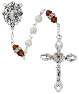 6MM Pearl, Topaz Rosary