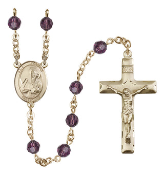 14 Karat Gold-Filled 6mm Austrian Crystal Saint Andrew the Apostle Rosary in Amethyst