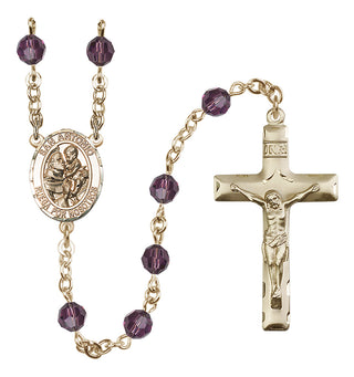 14 Karat Gold-Filled 6mm Austrian Crystal San Antonio Rosary in Amethyst