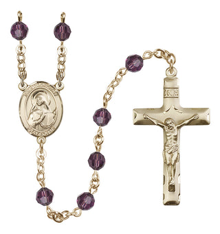 14 Karat Gold-Filled 6mm Austrian Crystal Saint Dorothy Rosary in Amethyst