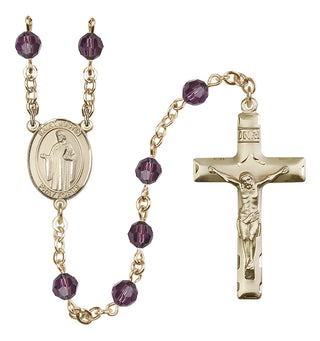 14 Karat Gold-Filled 6mm Austrian Crystal Saint Justin Rosary in Amethyst