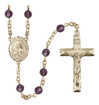 14 Karat Gold-Filled 6mm Austrian Crystal Santa Teresita Rosary in Amethyst