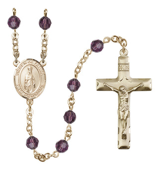 14 Karat Gold-Filled 6mm Austrian Crystal Virgen del Fatima Rosary in Amethyst