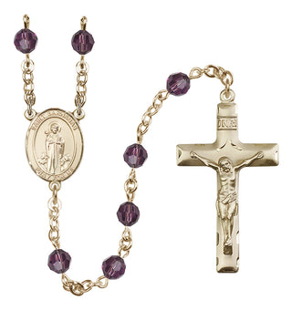 14 Karat Gold-Filled 6mm Austrian Crystal Saint Barnabas Rosary in Amethyst