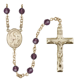 14 Karat Gold-Filled 6mm Austrian Crystal Saint Alphonsus Rosary in Amethyst