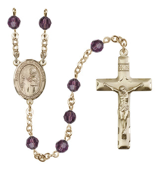 14 Karat Gold-Filled 6mm Austrian Crystal Saint John of the Cross Rosary in Amethyst