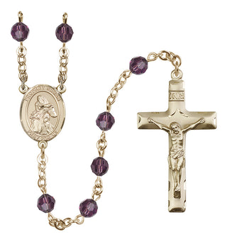 14 Karat Gold-Filled 6mm Austrian Crystal Saint Isaiah Rosary in Amethyst