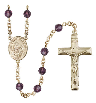 14 Karat Gold-Filled 6mm Austrian Crystal Saint Bernard of Montjoux Rosary in Amethyst