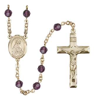 14 Karat Gold-Filled 6mm Austrian Crystal Our Lady of Olives Rosary in Amethyst