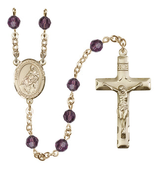 14 Karat Gold-Filled 6mm Austrian Crystal Saint Thomas of Villanova Rosary in Amethyst