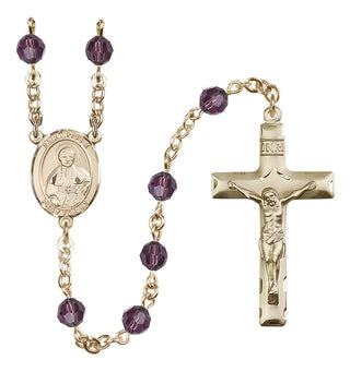 14 Karat Gold-Filled 6mm Austrian Crystal Saint Pius X Rosary in Amethyst