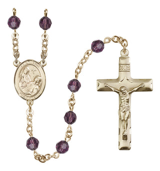 14 Karat Gold-Filled 6mm Austrian Crystal Saint Fina Rosary in Amethyst