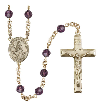 14 Karat Gold-Filled 6mm Austrian Crystal Our Lady of Assumption Rosary in Amethyst