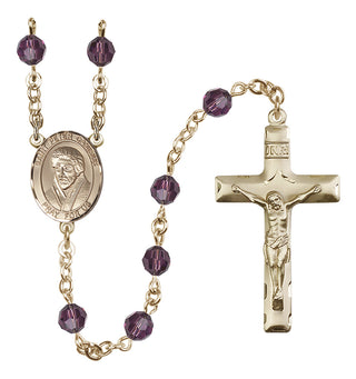 14 Karat Gold-Filled 6mm Austrian Crystal Saint Peter Canisius Rosary in Amethyst