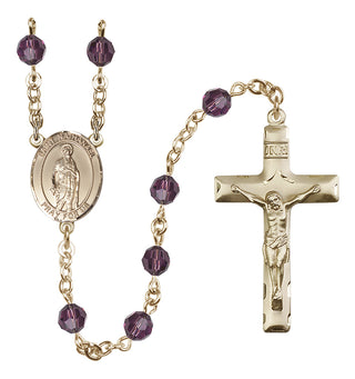 14 Karat Gold-Filled 6mm Austrian Crystal Saint Nathanael Rosary in Amethyst