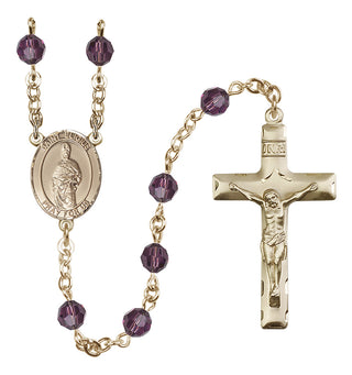 14 Karat Gold-Filled 6mm Austrian Crystal Saint Eligius Rosary in Amethyst