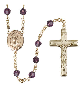 14 Karat Gold-Filled 6mm Austrian Crystal Saint Maron Rosary in Amethyst